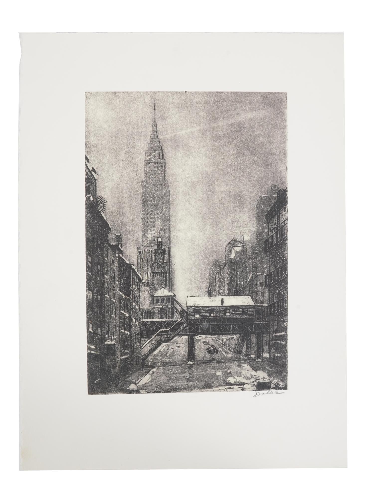 AMERICAN NEW YORK CITY ETCHING BY LEON DOLICE PIC-1